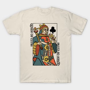 Antique Character of Playing Card Queen of Clubs T-Shirt